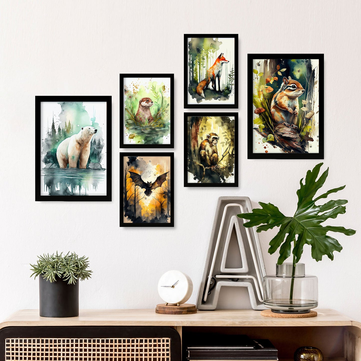 Nacnic Watercolor Animal Set_6. Aesthetic Wall Art Prints for Bedroom or Living Room Design.