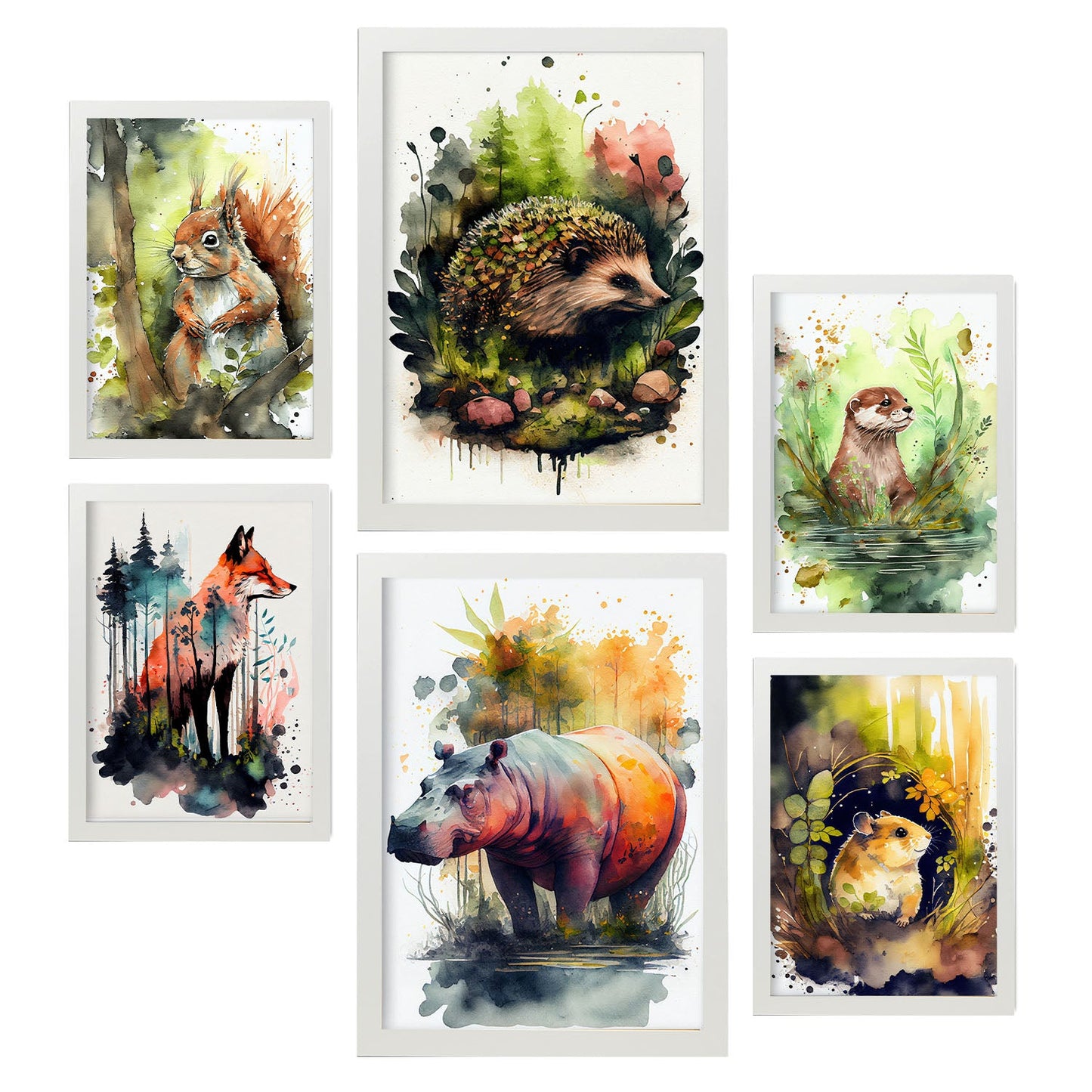 Nacnic Watercolor Animal Set_9. Aesthetic Wall Art Prints for Bedroom or Living Room Design.