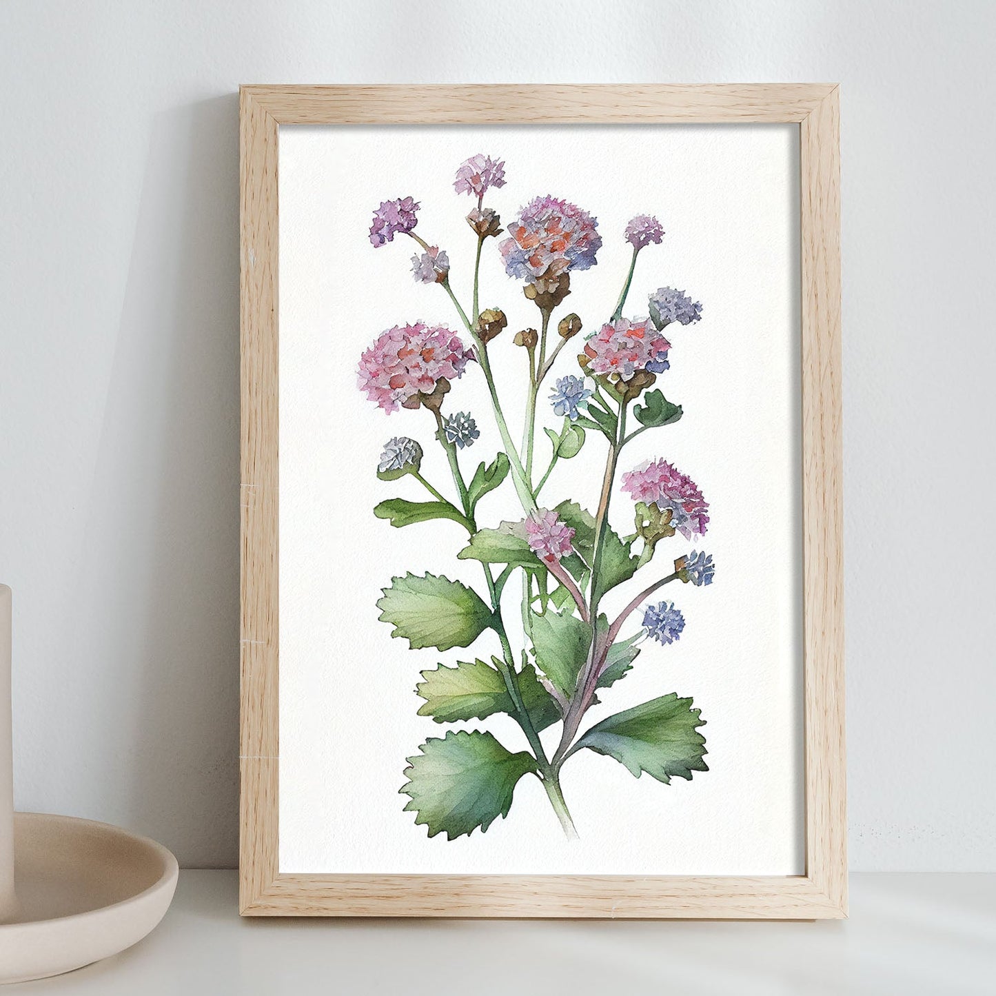 Nacnic watercolor minmal Ageratum_2. Aesthetic Wall Art Prints for Bedroom or Living Room Design.