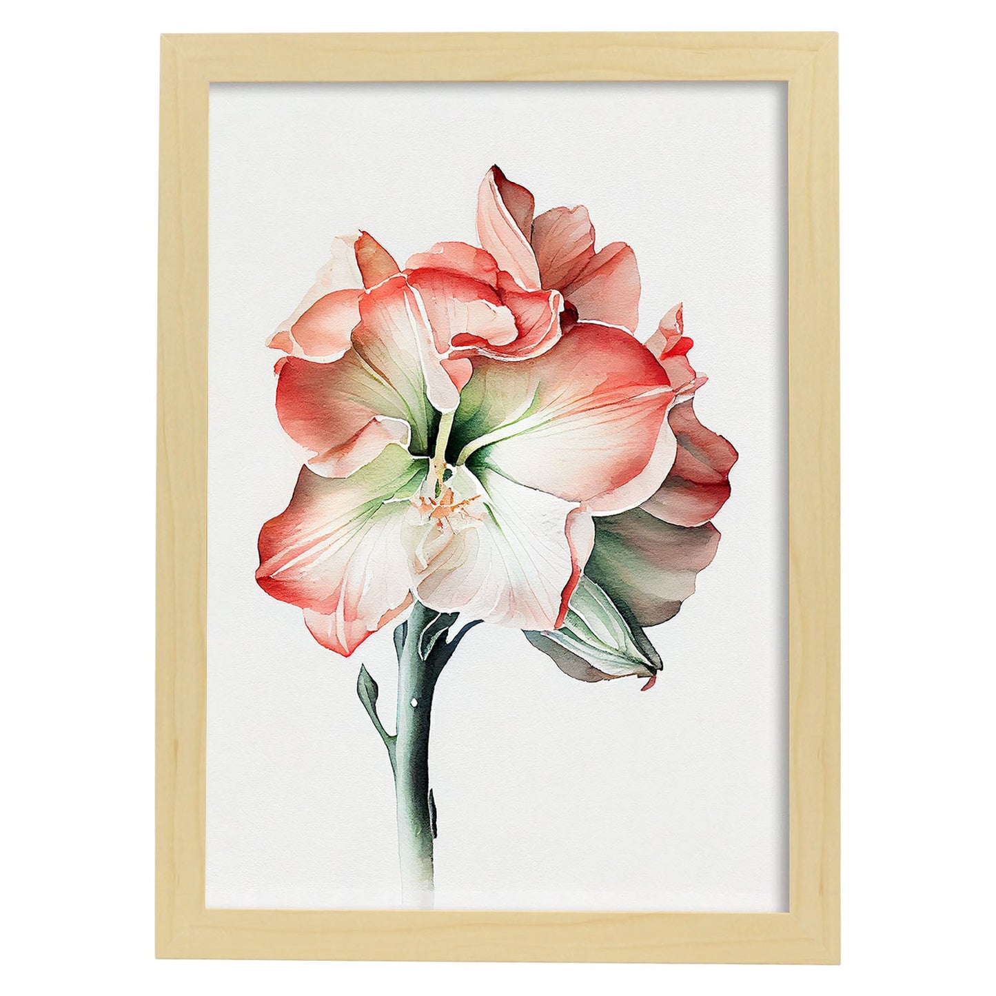 Nacnic watercolor minmal Amaryllis. Aesthetic Wall Art Prints for Bedroom or Living Room Design.