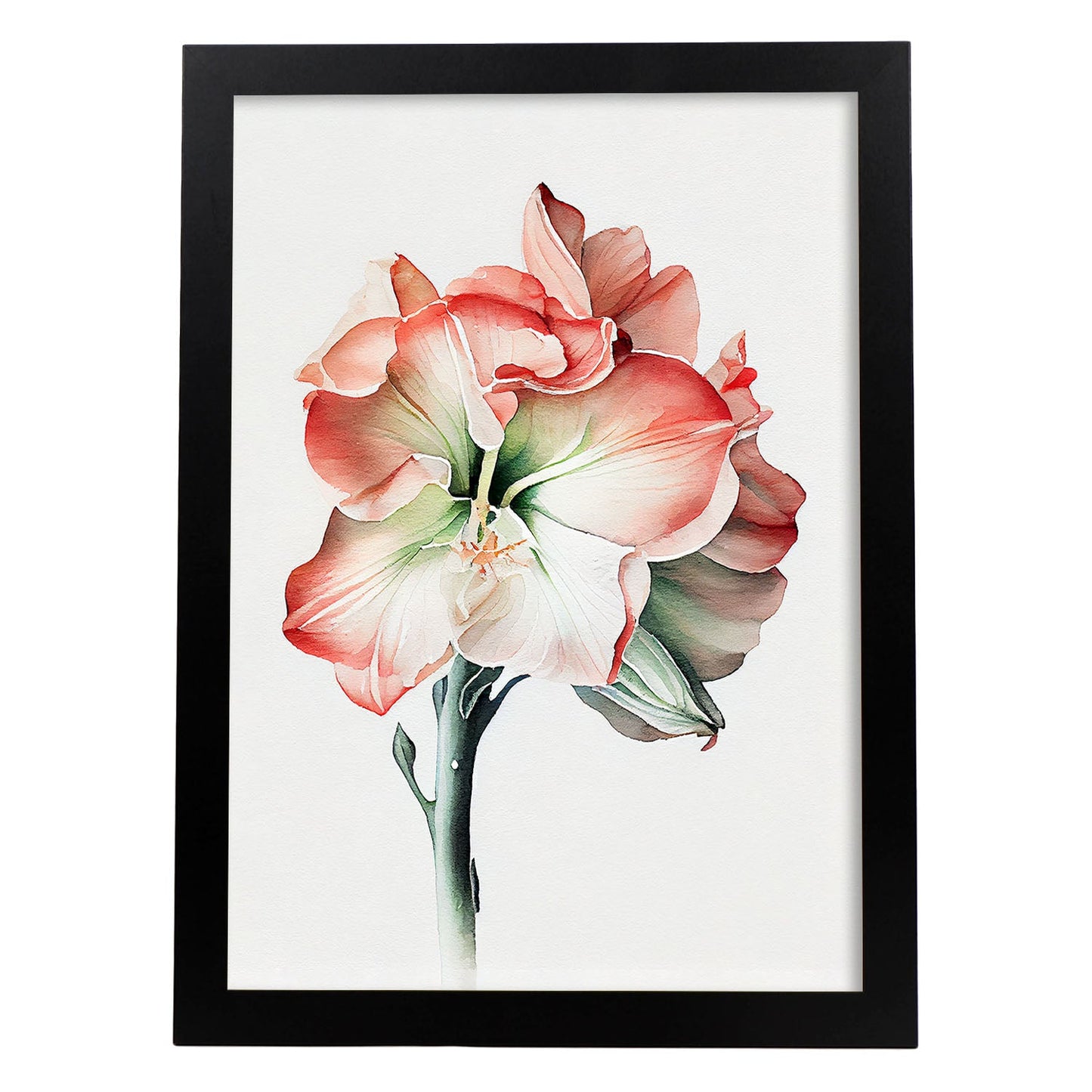 Nacnic watercolor minmal Amaryllis. Aesthetic Wall Art Prints for Bedroom or Living Room Design.