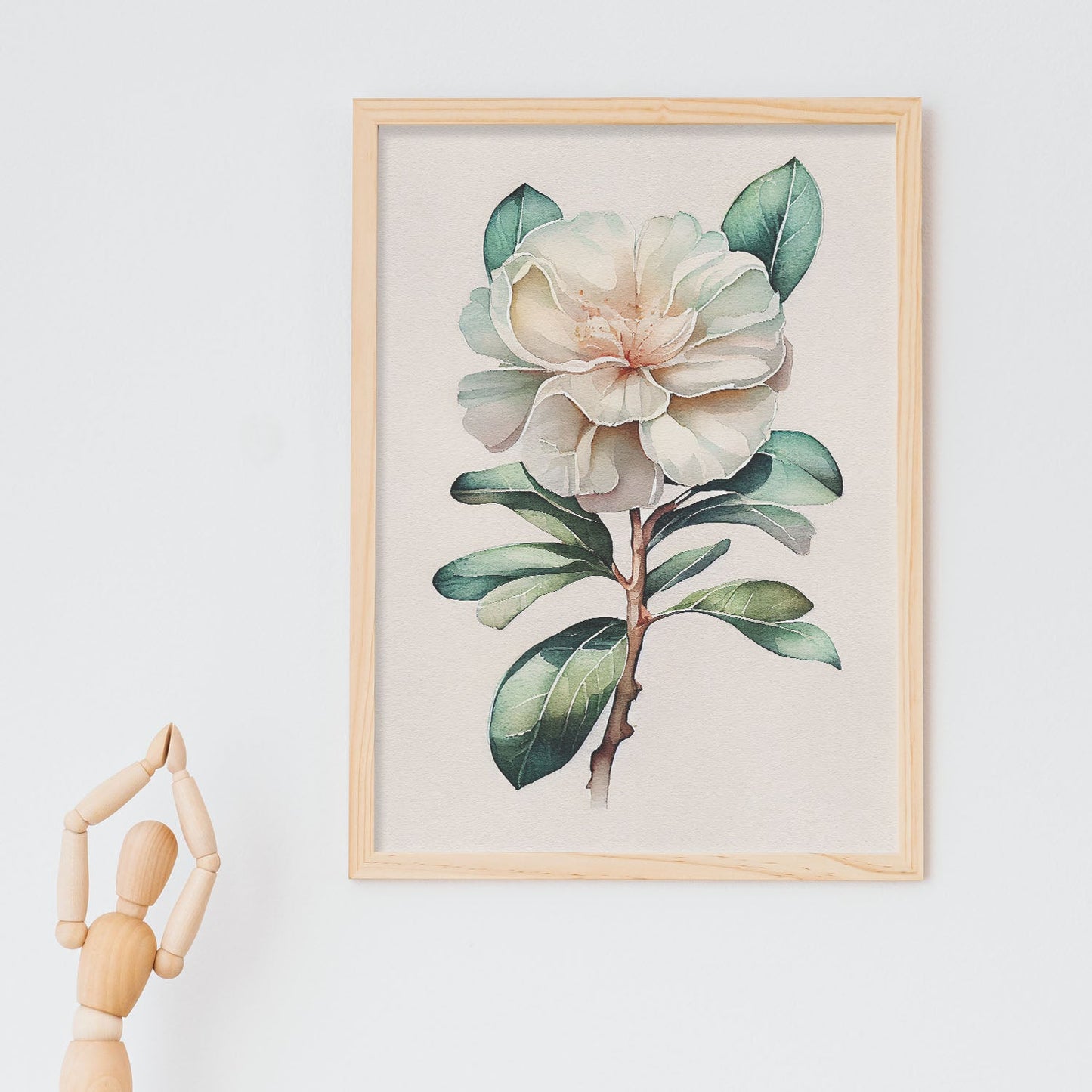 Nacnic watercolor minmal Camellia_1. Aesthetic Wall Art Prints for Bedroom or Living Room Design.
