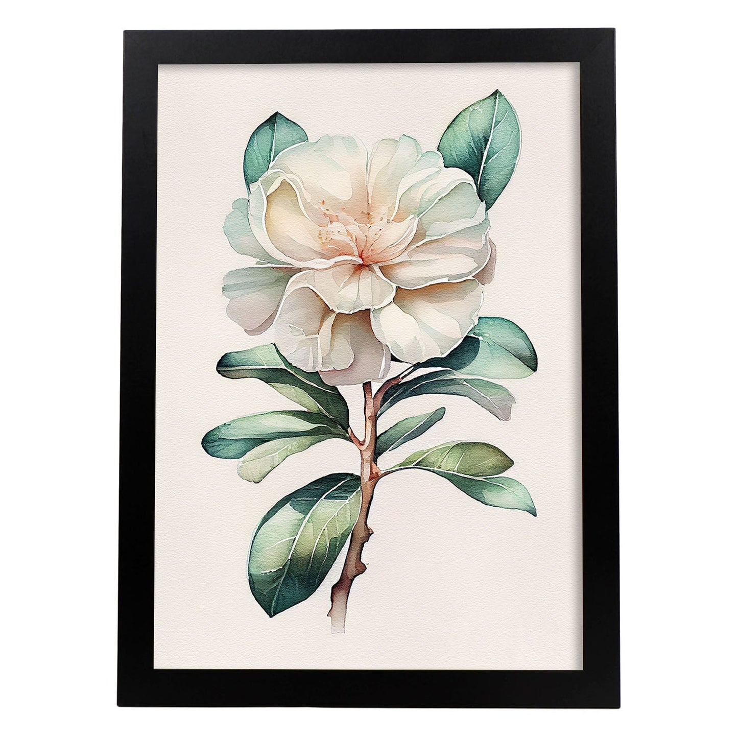 Nacnic watercolor minmal Camellia_1. Aesthetic Wall Art Prints for Bedroom or Living Room Design.