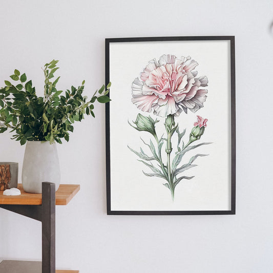 Nacnic watercolor minmal Carnation_2. Aesthetic Wall Art Prints for Bedroom or Living Room Design.-Artwork-Nacnic-A4-Sin Marco-Nacnic Estudio SL