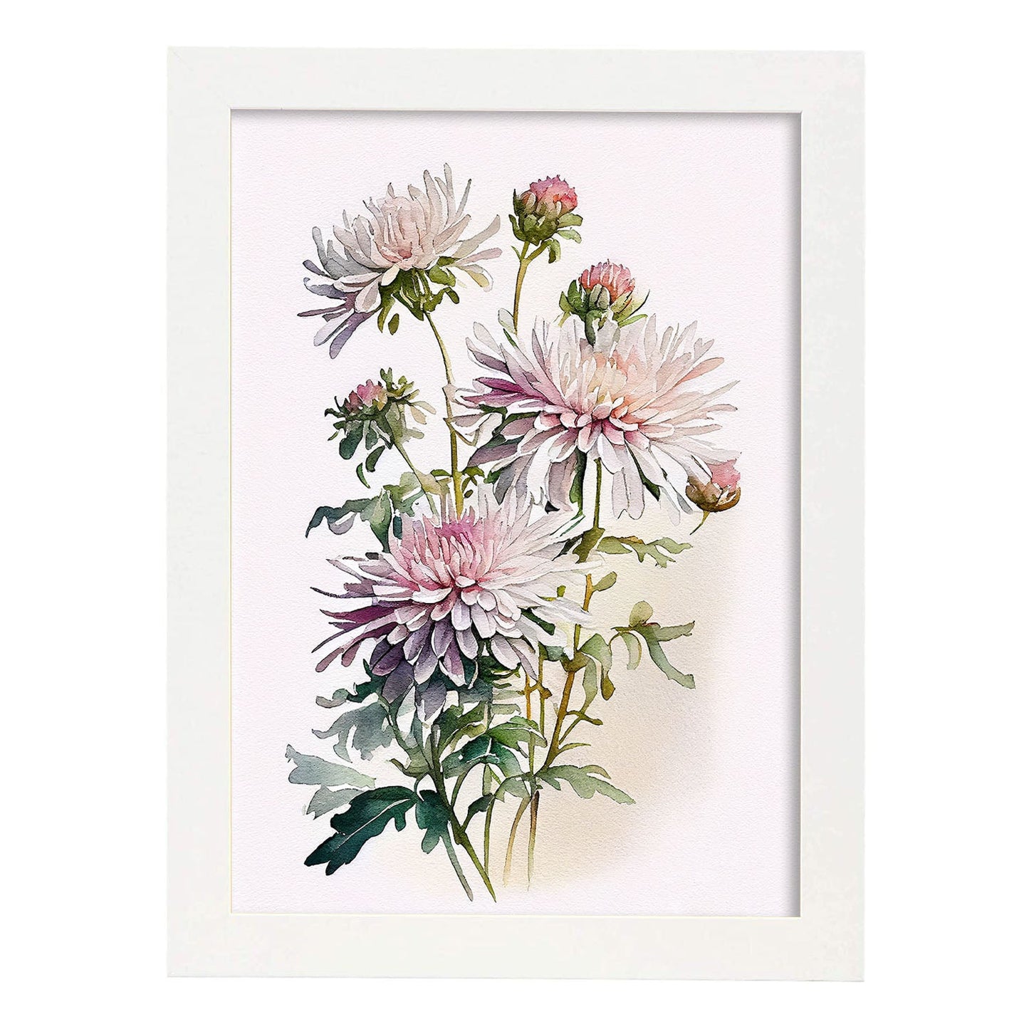 Nacnic watercolor minmal Chrysanthemum_3. Aesthetic Wall Art Prints for Bedroom or Living Room Design.-Artwork-Nacnic-A4-Marco Blanco-Nacnic Estudio SL