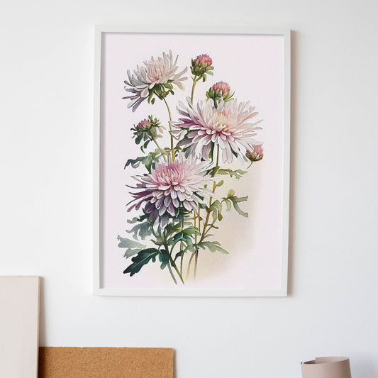 Nacnic watercolor minmal Chrysanthemum_3. Aesthetic Wall Art Prints for Bedroom or Living Room Design.-Artwork-Nacnic-A4-Sin Marco-Nacnic Estudio SL