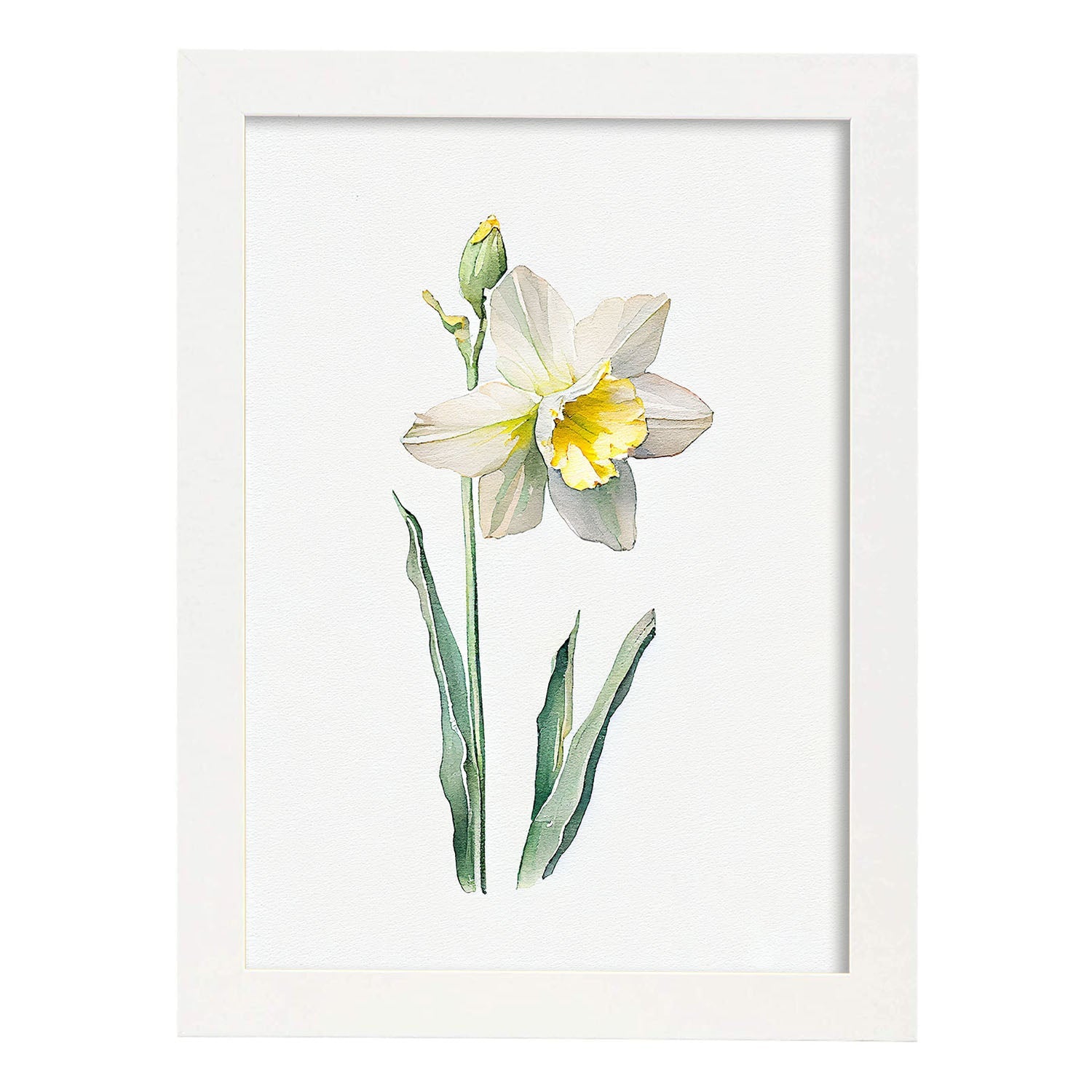 Nacnic watercolor minmal Daffodil. Aesthetic Wall Art Prints for Bedroom or Living Room Design.-Artwork-Nacnic-A4-Marco Blanco-Nacnic Estudio SL