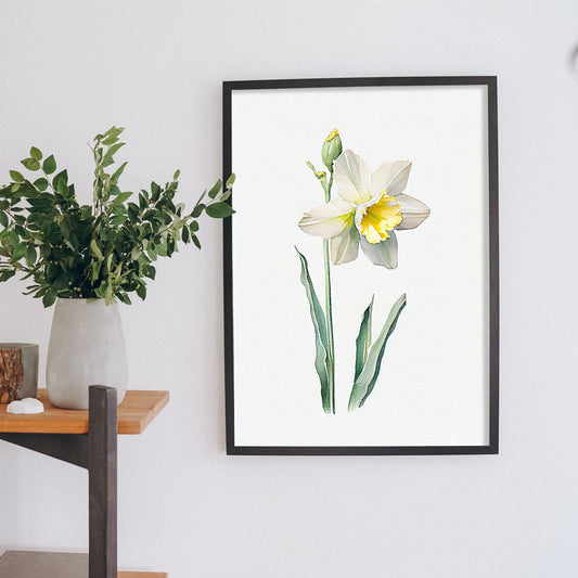 Nacnic watercolor minmal Daffodil. Aesthetic Wall Art Prints for Bedroom or Living Room Design.-Artwork-Nacnic-A4-Sin Marco-Nacnic Estudio SL