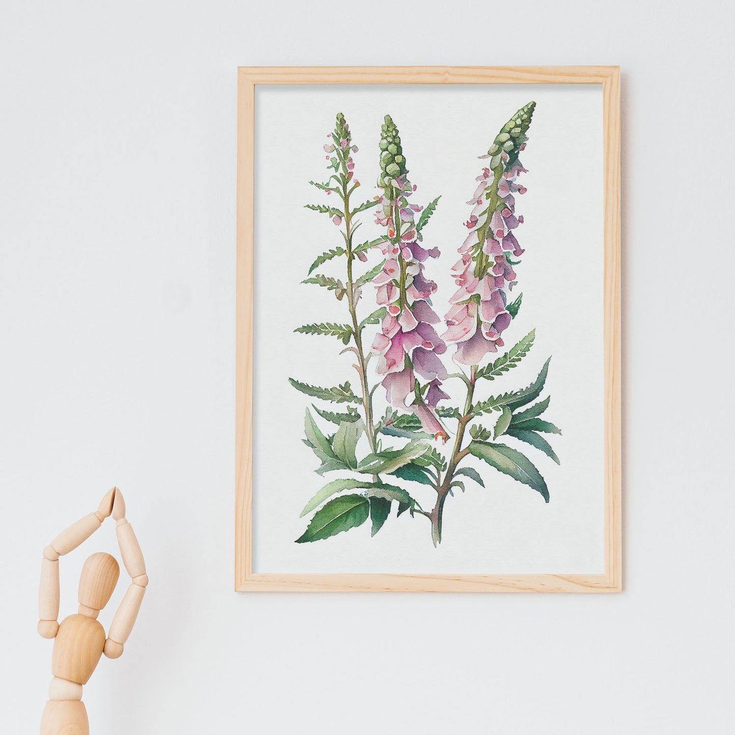 Nacnic watercolor minmal Foxglove_1. Aesthetic Wall Art Prints for Bedroom or Living Room Design.