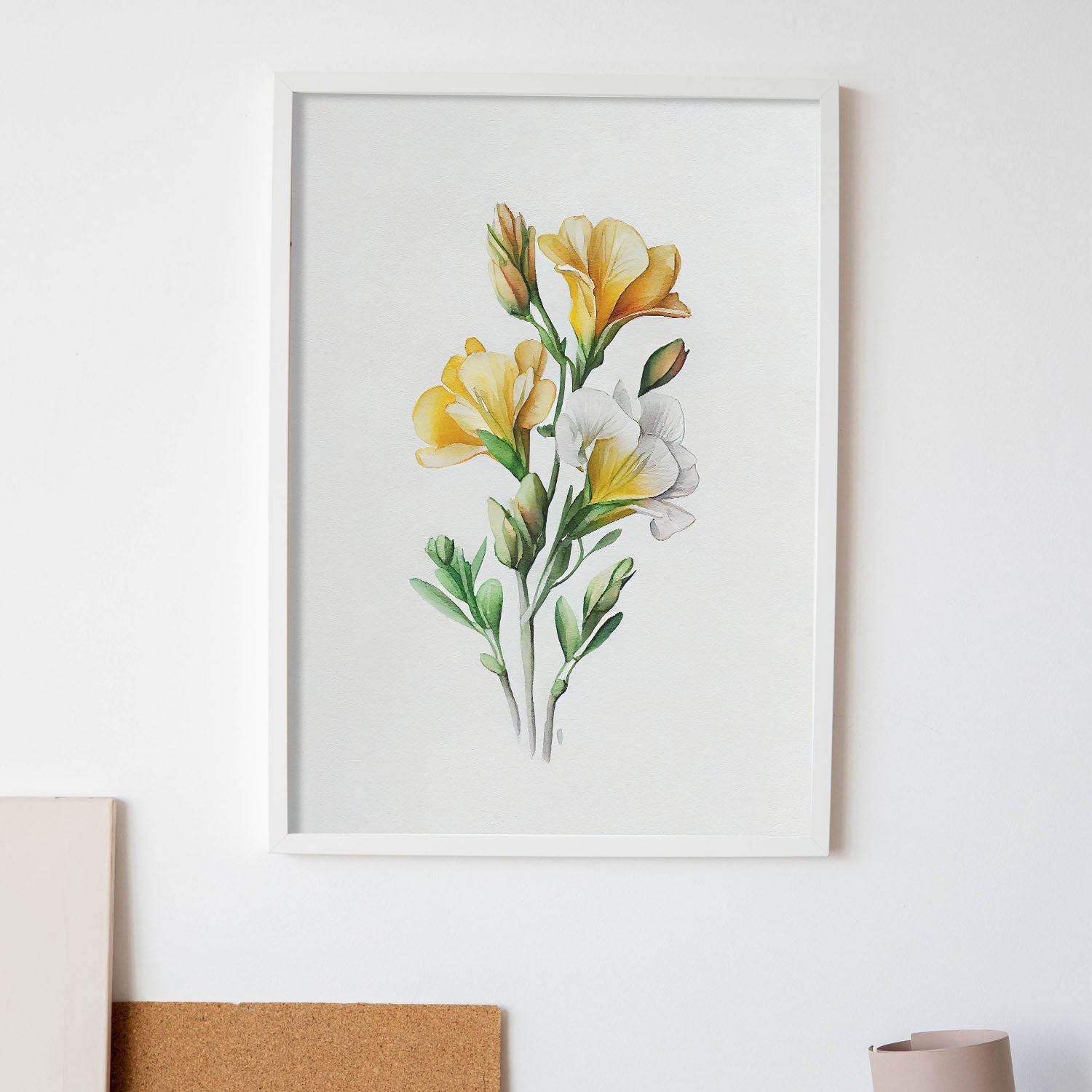 Nacnic watercolor minmal Freesia_1. Aesthetic Wall Art Prints for Bedroom or Living Room Design.-Artwork-Nacnic-A4-Sin Marco-Nacnic Estudio SL