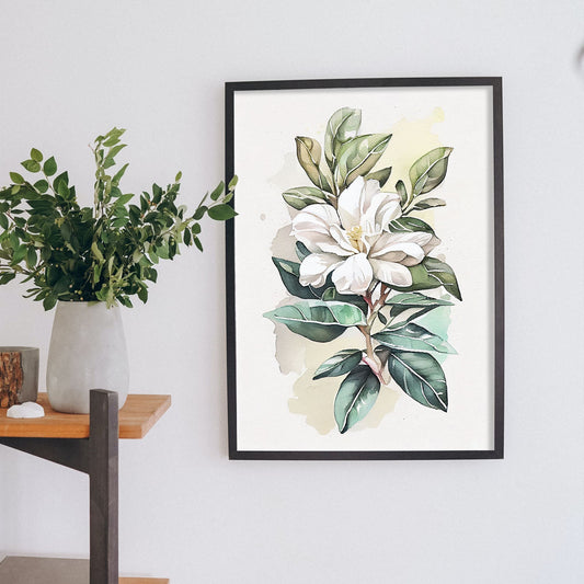 Nacnic watercolor minmal Gardenia_2. Aesthetic Wall Art Prints for Bedroom or Living Room Design.-Artwork-Nacnic-A4-Sin Marco-Nacnic Estudio SL