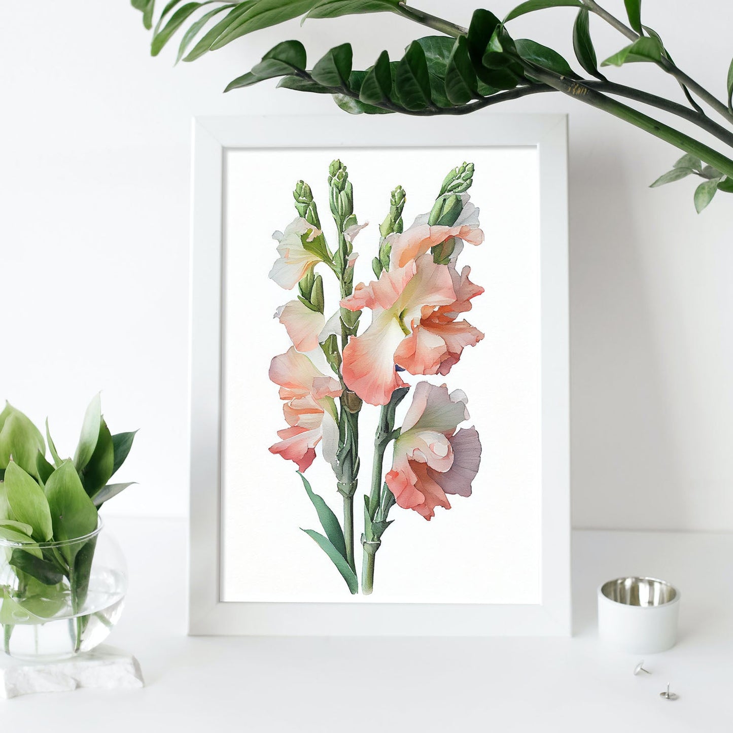 Nacnic watercolor minmal Gladiolus_2. Aesthetic Wall Art Prints for Bedroom or Living Room Design.
