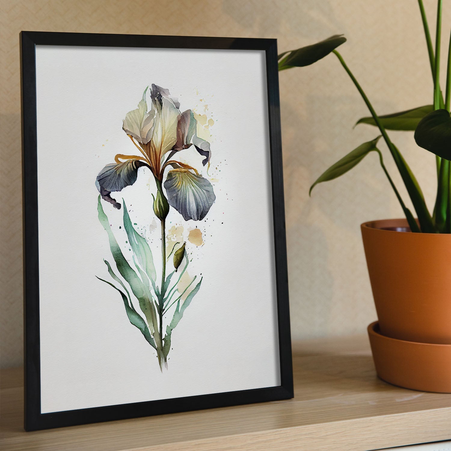 Nacnic watercolor minmal Iris. Aesthetic Wall Art Prints for Bedroom or Living Room Design.-Artwork-Nacnic-A4-Sin Marco-Nacnic Estudio SL