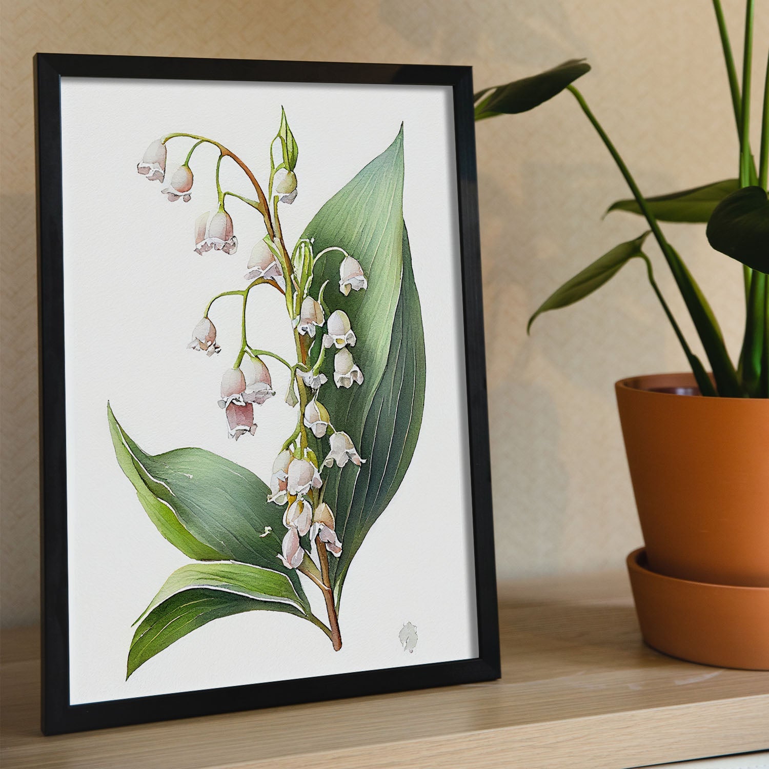 Nacnic watercolor minmal Lily of the Valley. Aesthetic Wall Art Prints for Bedroom or Living Room Design.-Artwork-Nacnic-A4-Sin Marco-Nacnic Estudio SL
