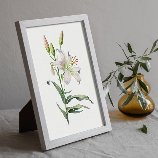 Nacnic watercolor minmal Lily. Aesthetic Wall Art Prints for Bedroom or Living Room Design.-Artwork-Nacnic-A4-Sin Marco-Nacnic Estudio SL