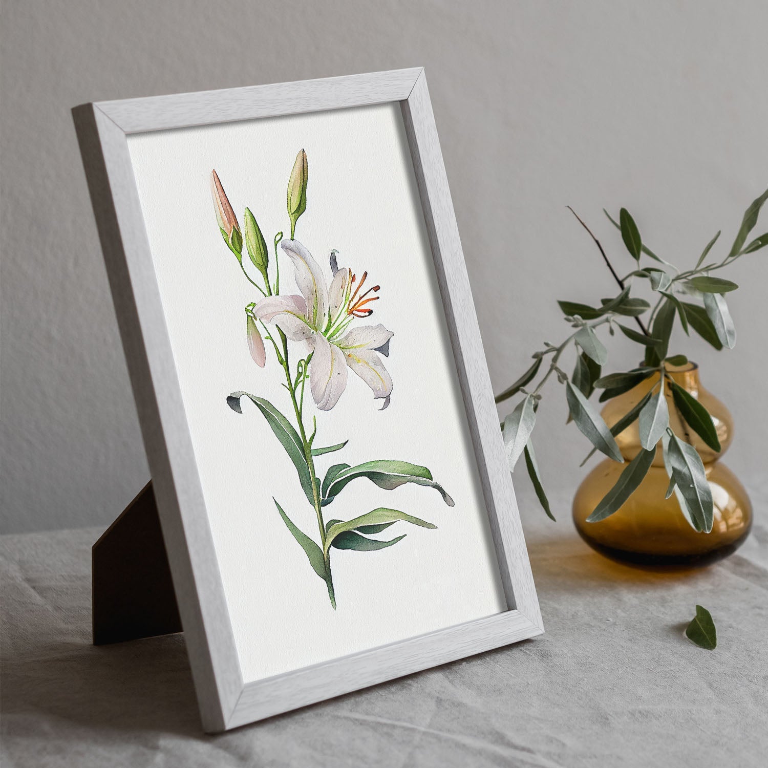 Nacnic watercolor minmal Lily. Aesthetic Wall Art Prints for Bedroom or Living Room Design.-Artwork-Nacnic-A4-Sin Marco-Nacnic Estudio SL