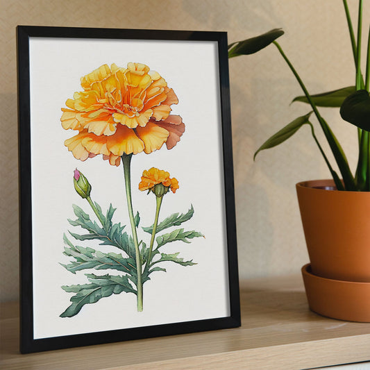 Nacnic watercolor minmal Marigold_3. Aesthetic Wall Art Prints for Bedroom or Living Room Design.-Artwork-Nacnic-A4-Sin Marco-Nacnic Estudio SL