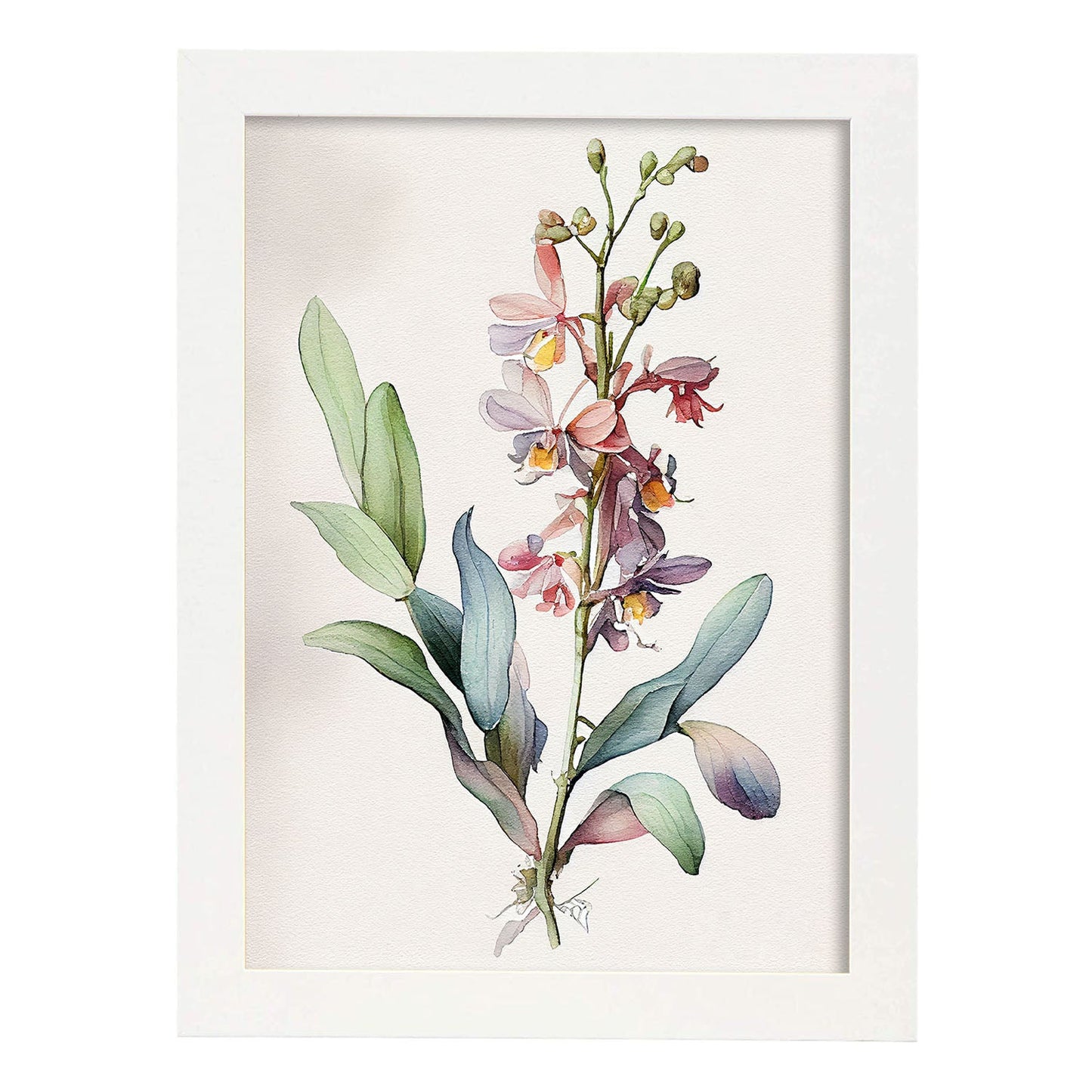 Nacnic watercolor minmal Orchid_3. Aesthetic Wall Art Prints for Bedroom or Living Room Design.-Artwork-Nacnic-A4-Marco Blanco-Nacnic Estudio SL