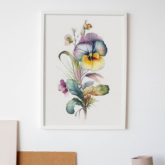 Nacnic watercolor minmal Pansy_1. Aesthetic Wall Art Prints for Bedroom or Living Room Design.-Artwork-Nacnic-A4-Sin Marco-Nacnic Estudio SL