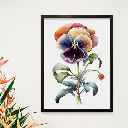Nacnic watercolor minmal Pansy_2. Aesthetic Wall Art Prints for Bedroom or Living Room Design.-Artwork-Nacnic-A4-Sin Marco-Nacnic Estudio SL