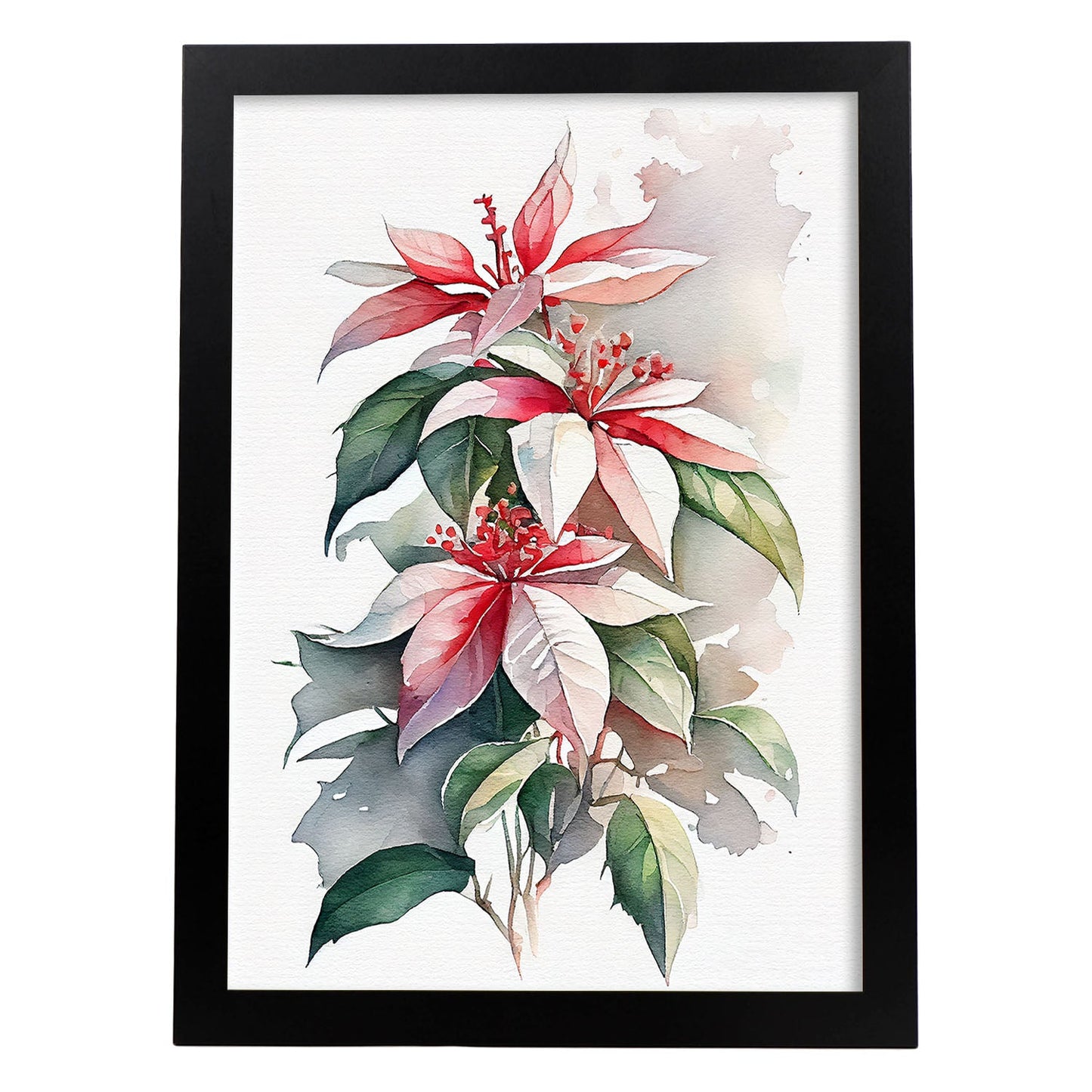 Nacnic watercolor minmal Poinsettia_2. Aesthetic Wall Art Prints for Bedroom or Living Room Design.