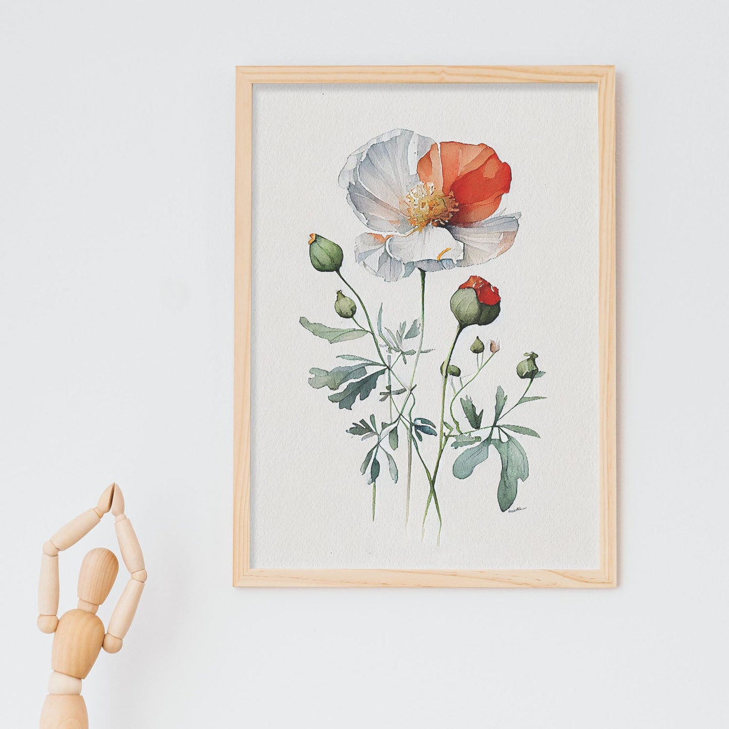 Nacnic watercolor minmal Poppy_2. Aesthetic Wall Art Prints for Bedroom or Living Room Design.