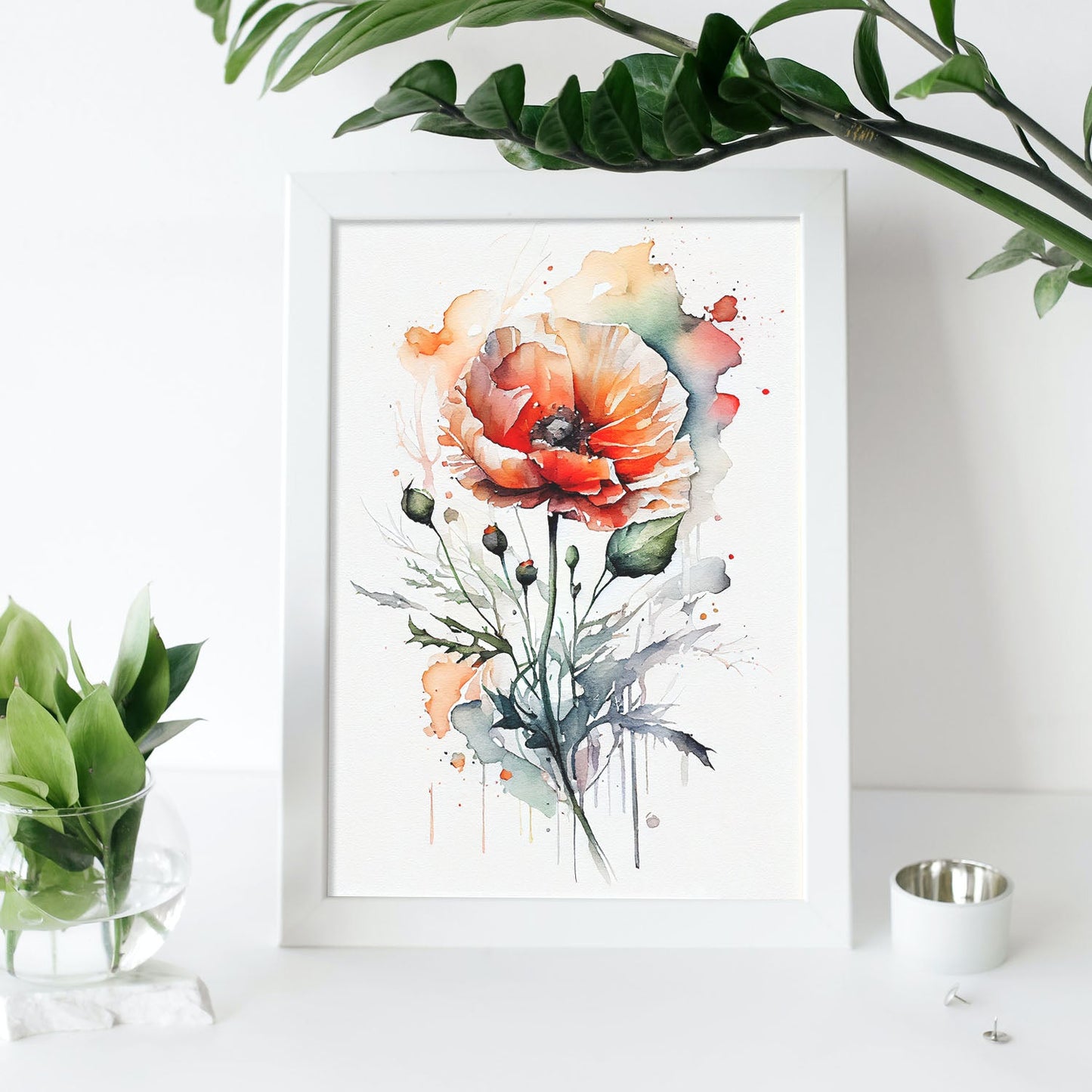 Nacnic watercolor minmal Poppy_3. Aesthetic Wall Art Prints for Bedroom or Living Room Design.