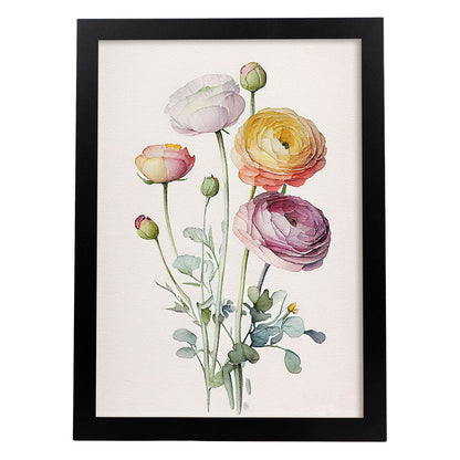 Lámina Nacnic de Acuarela Minimalista Ranunculus_1 para Habitación
