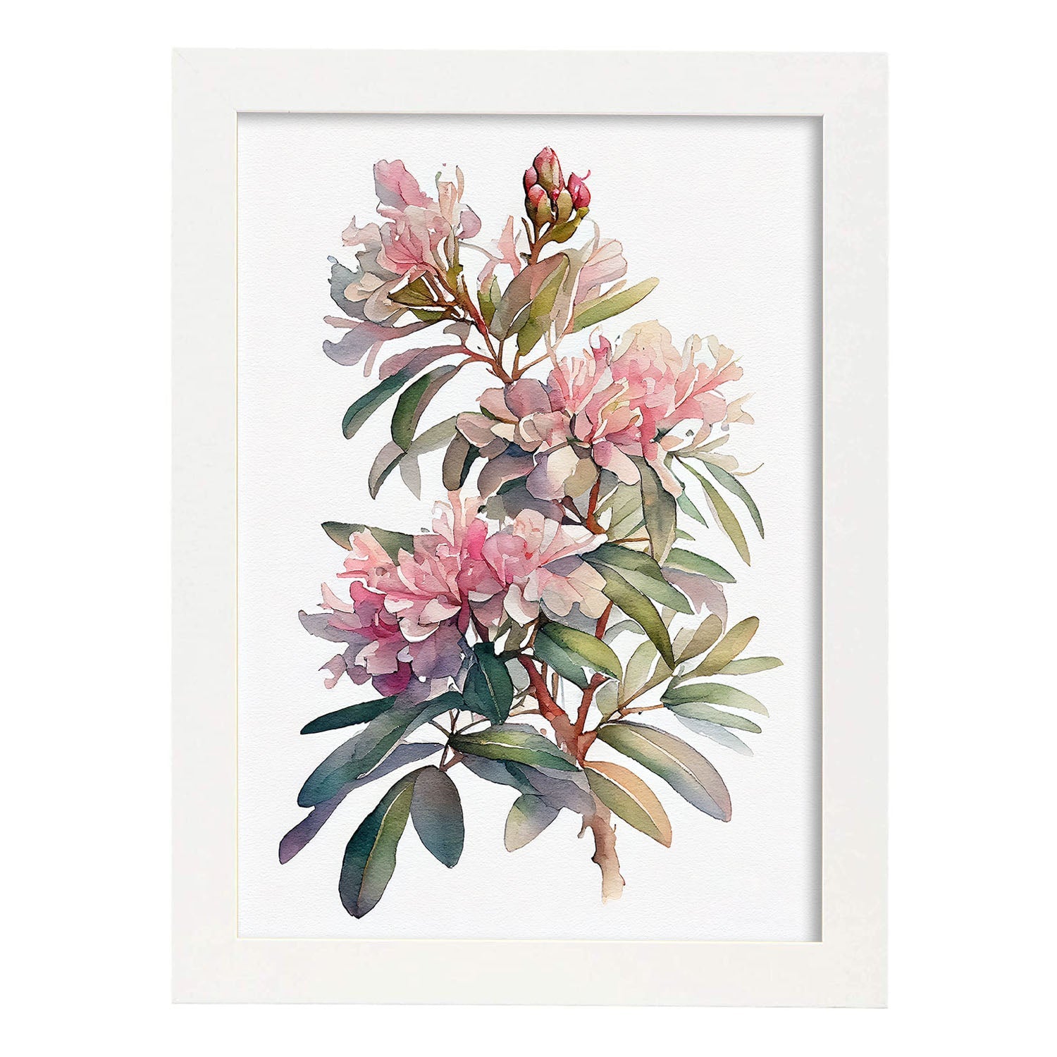Nacnic watercolor minmal Rhododendron_1. Aesthetic Wall Art Prints for Bedroom or Living Room Design.-Artwork-Nacnic-A4-Marco Blanco-Nacnic Estudio SL