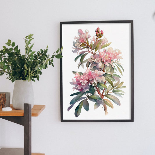 Nacnic watercolor minmal Rhododendron_1. Aesthetic Wall Art Prints for Bedroom or Living Room Design.-Artwork-Nacnic-A4-Sin Marco-Nacnic Estudio SL