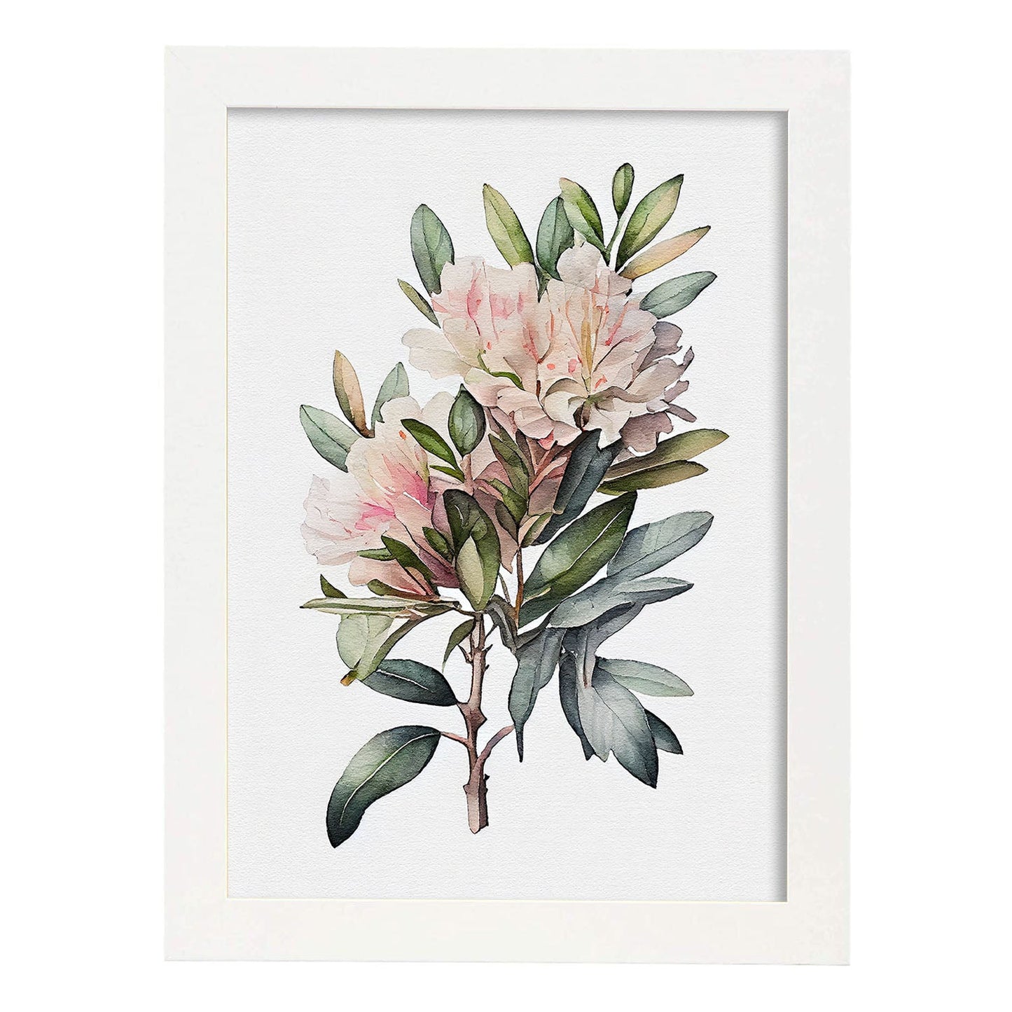 Nacnic watercolor minmal Rhododendron_2. Aesthetic Wall Art Prints for Bedroom or Living Room Design.-Artwork-Nacnic-A4-Marco Blanco-Nacnic Estudio SL