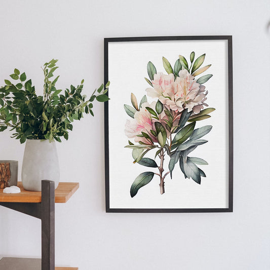 Nacnic watercolor minmal Rhododendron_2. Aesthetic Wall Art Prints for Bedroom or Living Room Design.-Artwork-Nacnic-A4-Sin Marco-Nacnic Estudio SL