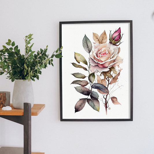 Nacnic watercolor minmal Rose_2. Aesthetic Wall Art Prints for Bedroom or Living Room Design.-Artwork-Nacnic-A4-Sin Marco-Nacnic Estudio SL