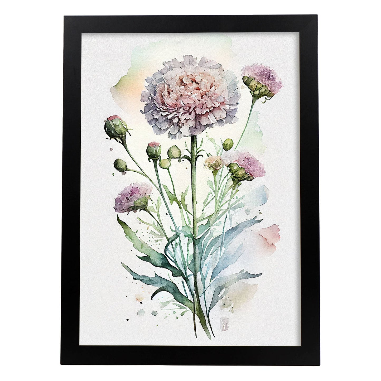 Nacnic watercolor minmal Scabiosa_3. Aesthetic Wall Art Prints for Bedroom or Living Room Design.
