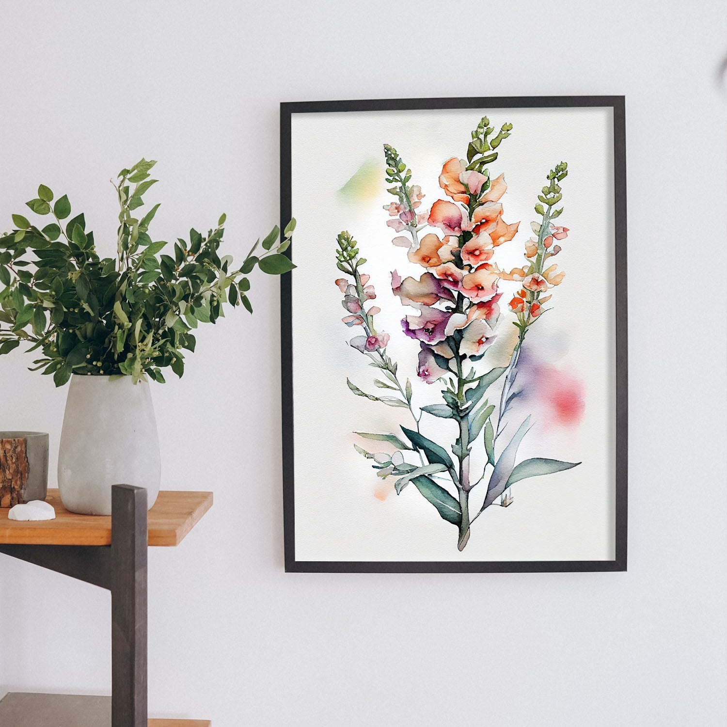 Nacnic watercolor minmal Snapdragon_2. Aesthetic Wall Art Prints for Bedroom or Living Room Design.-Artwork-Nacnic-A4-Sin Marco-Nacnic Estudio SL