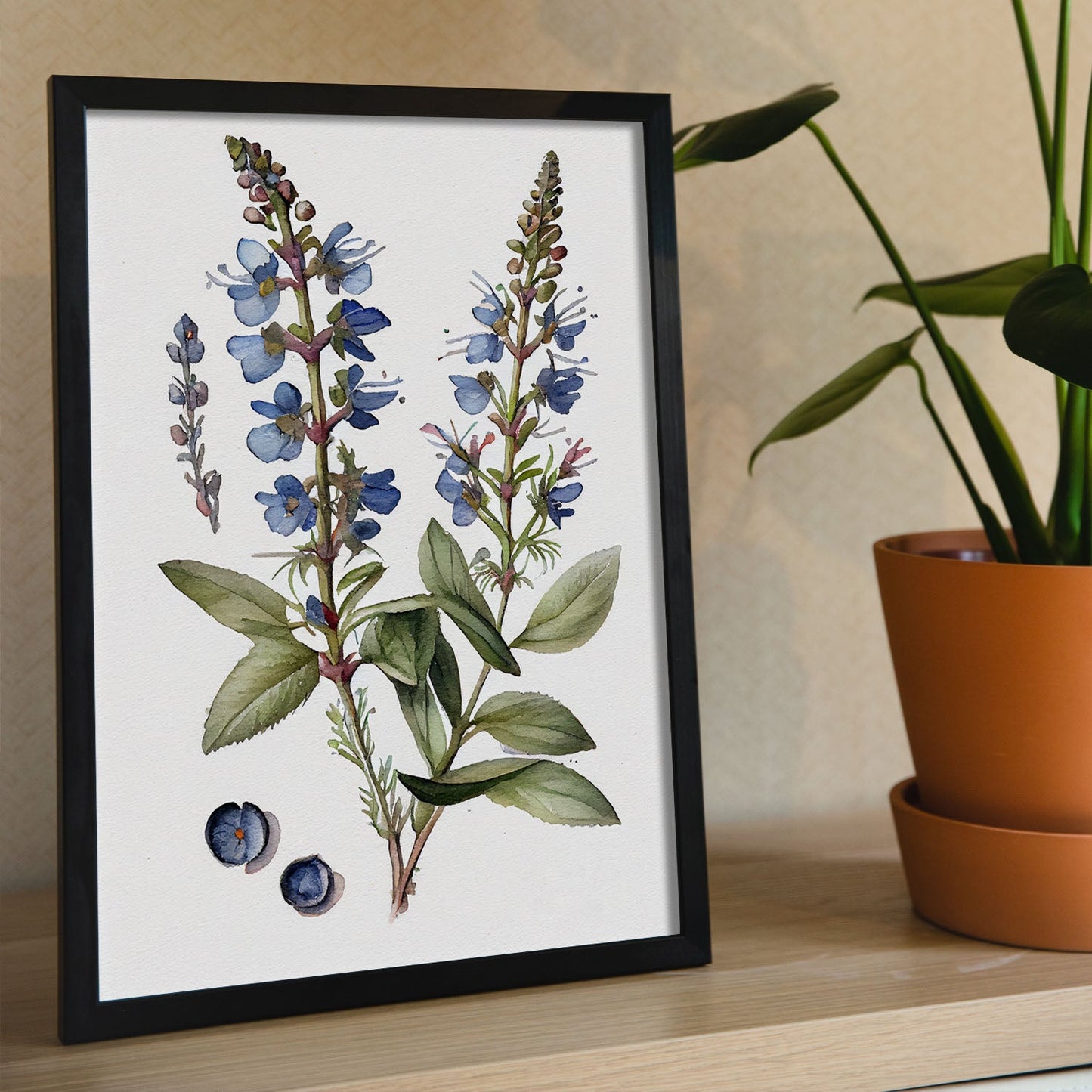 Nacnic watercolor minmal Speedwell_2. Aesthetic Wall Art Prints for Bedroom or Living Room Design.-Artwork-Nacnic-A4-Sin Marco-Nacnic Estudio SL