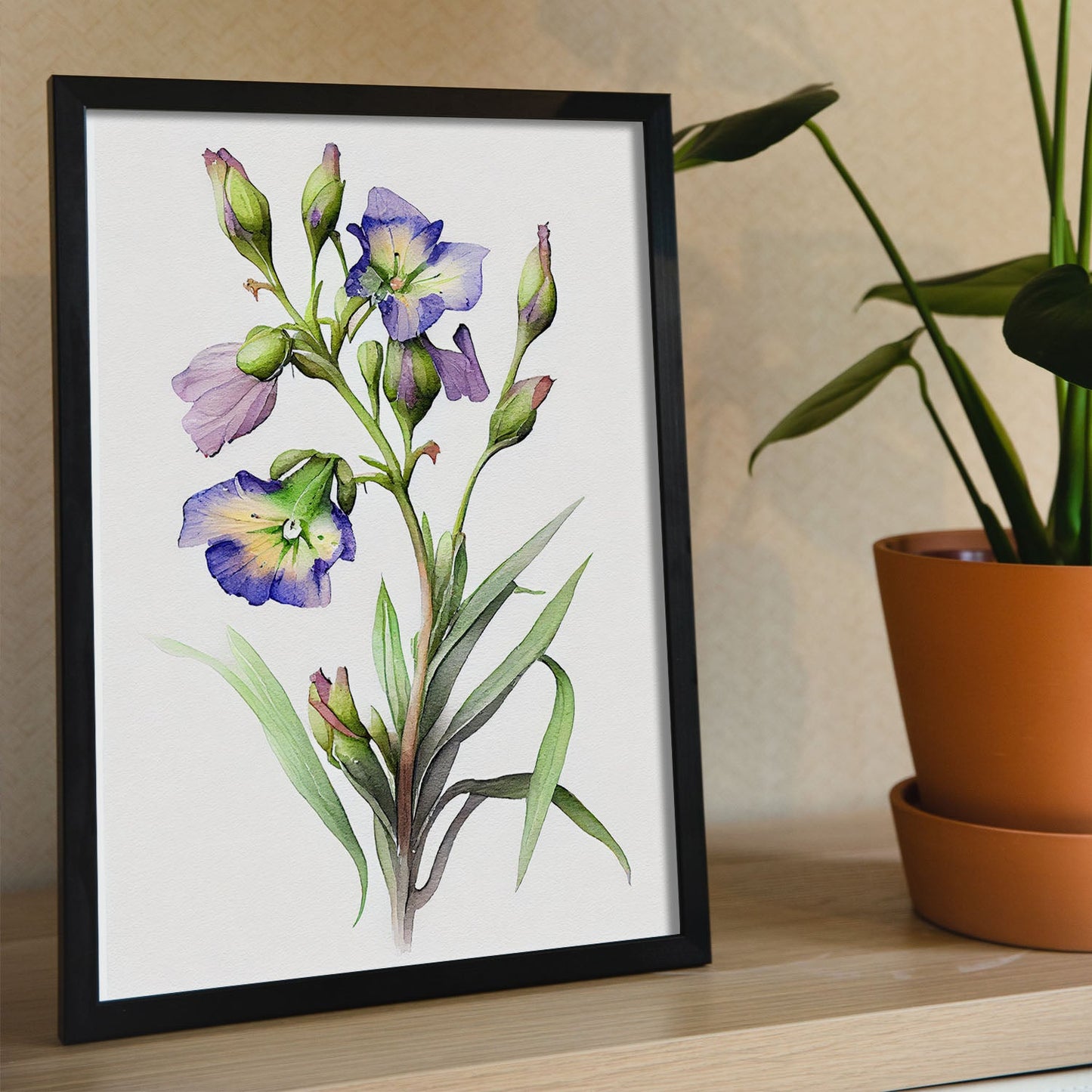 Nacnic watercolor minmal Spiderwort. Aesthetic Wall Art Prints for Bedroom or Living Room Design.-Artwork-Nacnic-A4-Sin Marco-Nacnic Estudio SL