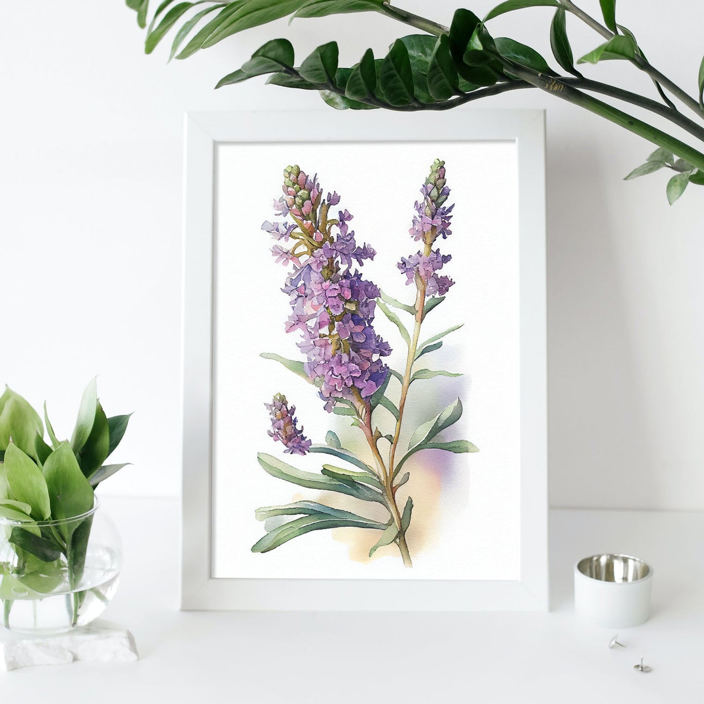 Nacnic watercolor minmal Statice_1. Aesthetic Wall Art Prints for Bedroom or Living Room Design.