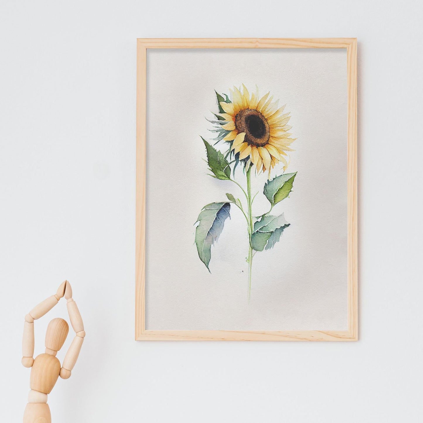 Nacnic watercolor minmal Sunflower_1. Aesthetic Wall Art Prints for Bedroom or Living Room Design.