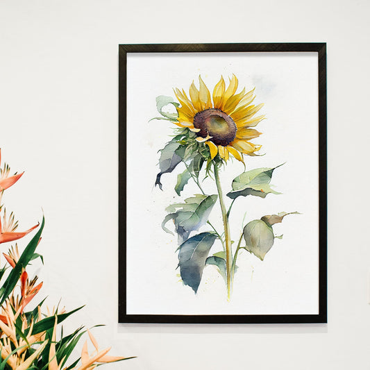 Nacnic watercolor minmal Sunflower_2. Aesthetic Wall Art Prints for Bedroom or Living Room Design.-Artwork-Nacnic-A4-Sin Marco-Nacnic Estudio SL