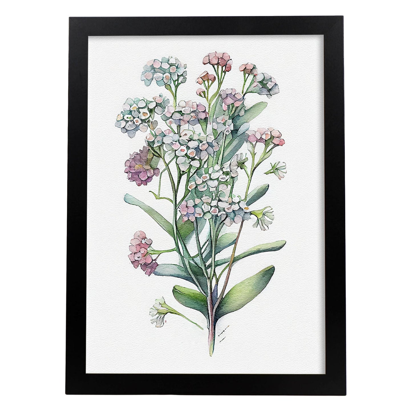 Nacnic watercolor minmal Sweet Alyssum. Aesthetic Wall Art Prints for Bedroom or Living Room Design.
