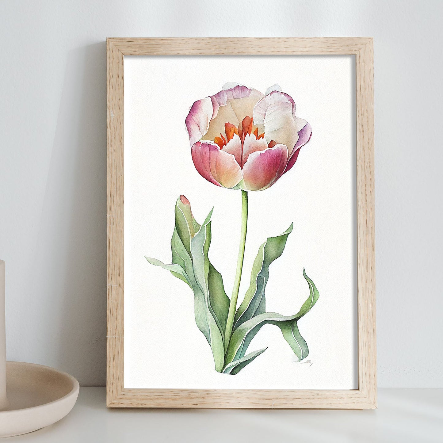 Nacnic watercolor minmal Tulip_3. Aesthetic Wall Art Prints for Bedroom or Living Room Design.