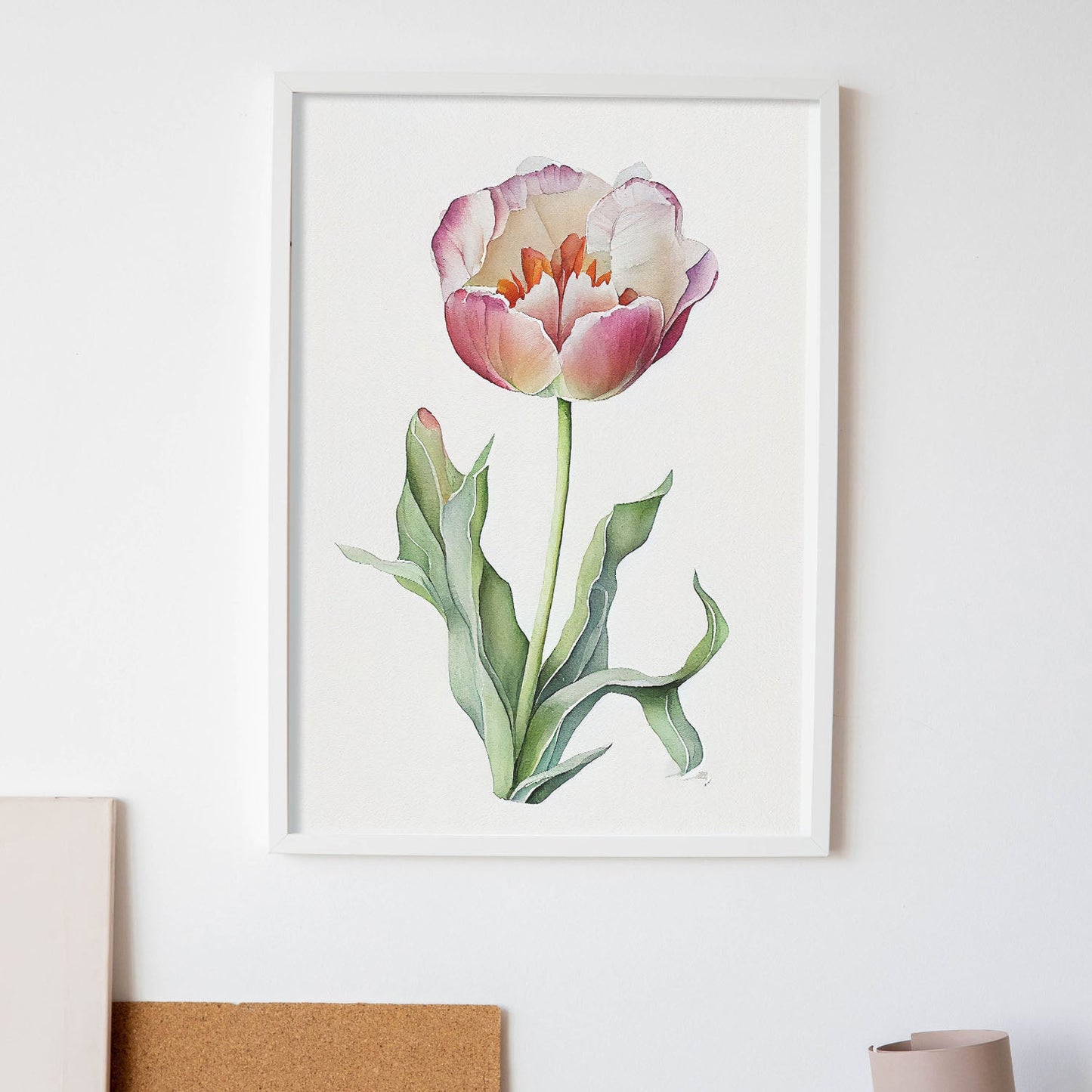 Nacnic watercolor minmal Tulip_3. Aesthetic Wall Art Prints for Bedroom or Living Room Design.-Artwork-Nacnic-A4-Sin Marco-Nacnic Estudio SL