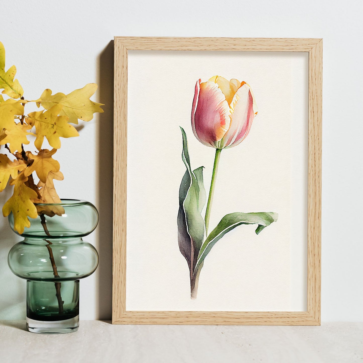 Nacnic watercolor minmal Tulip_5. Aesthetic Wall Art Prints for Bedroom or Living Room Design.