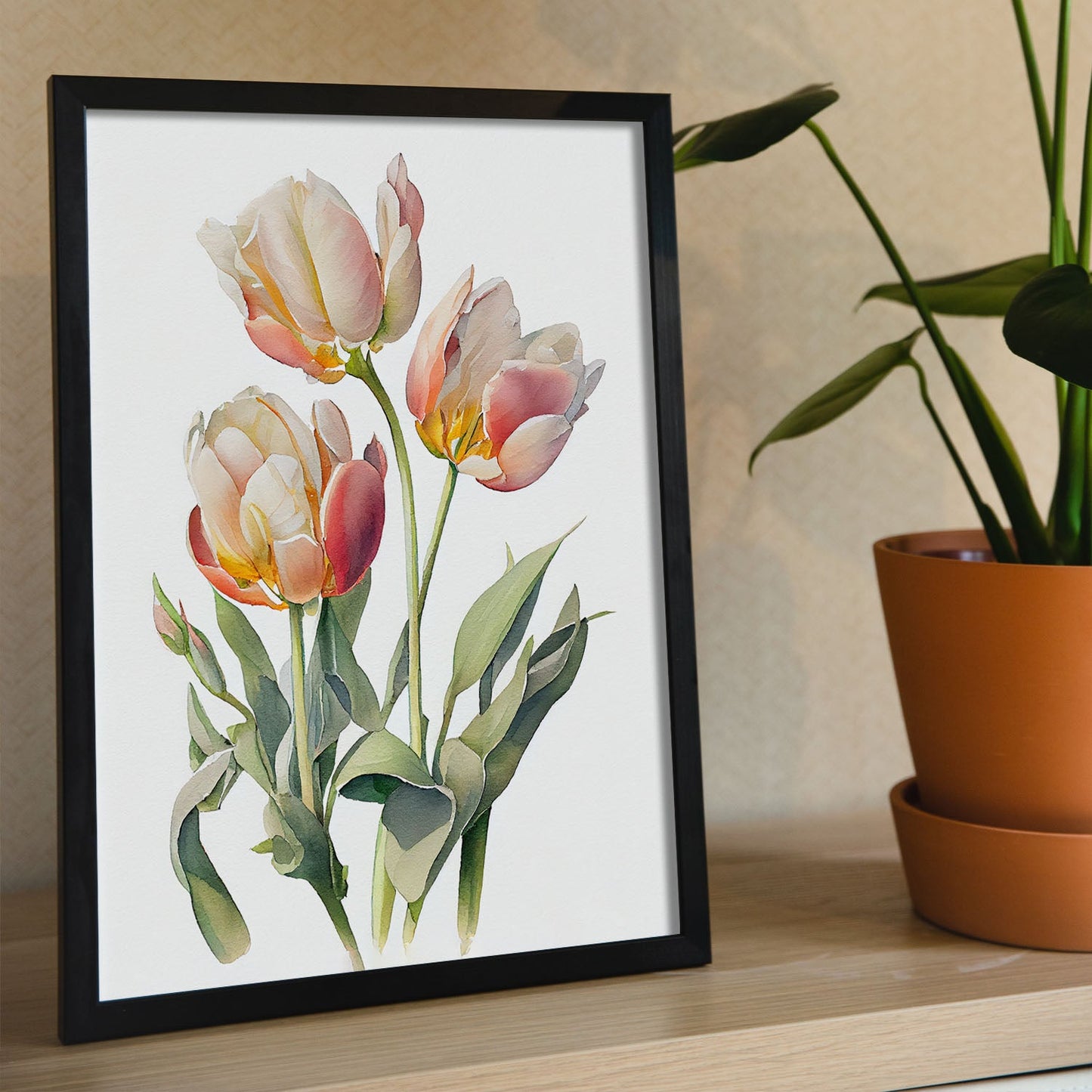 Nacnic watercolor minmal Tulipa_2. Aesthetic Wall Art Prints for Bedroom or Living Room Design.