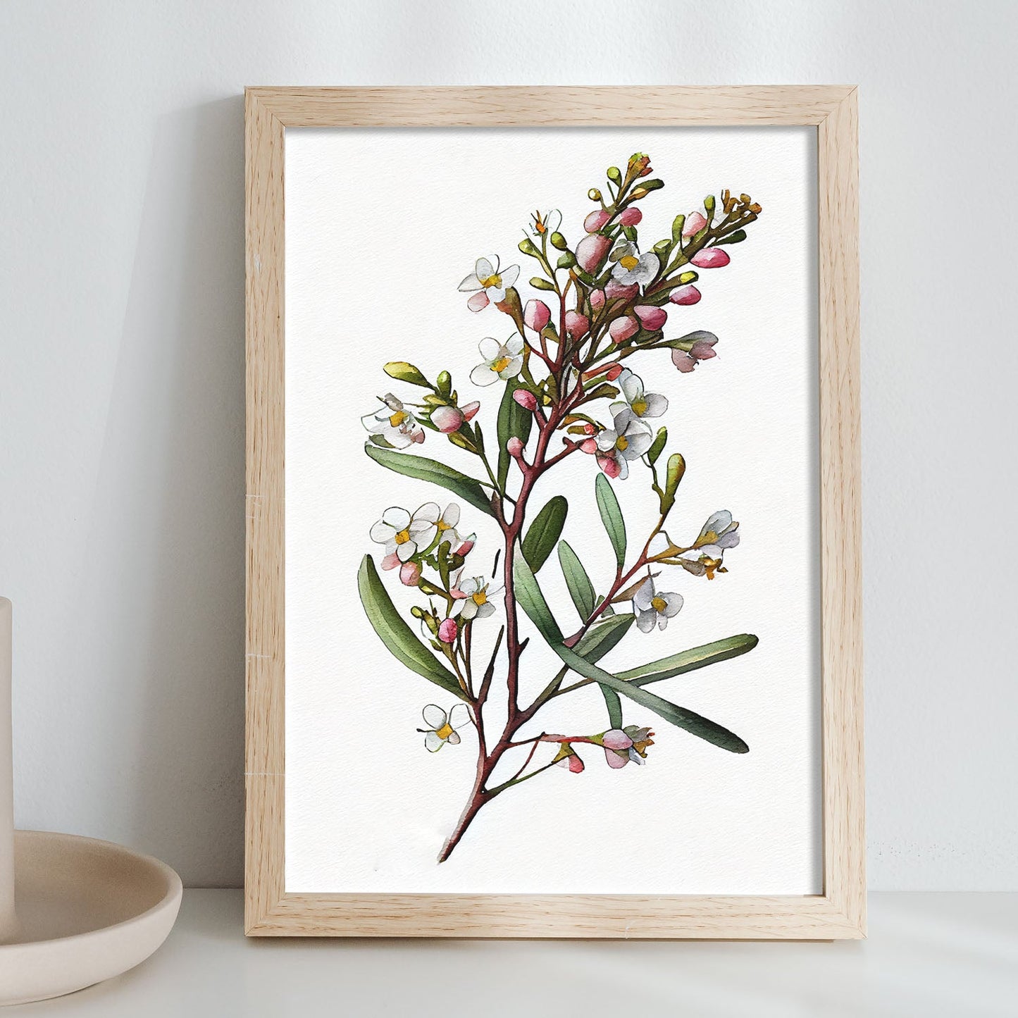 Nacnic watercolor minmal Waxflower_1. Aesthetic Wall Art Prints for Bedroom or Living Room Design.