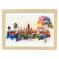 Nacnic watercolor of a skyline of the city of Bali_1. Aesthetic Wall Art Prints for Bedroom or Living Room Design.-Artwork-Nacnic-A4-Marco Madera Clara-Nacnic Estudio SL