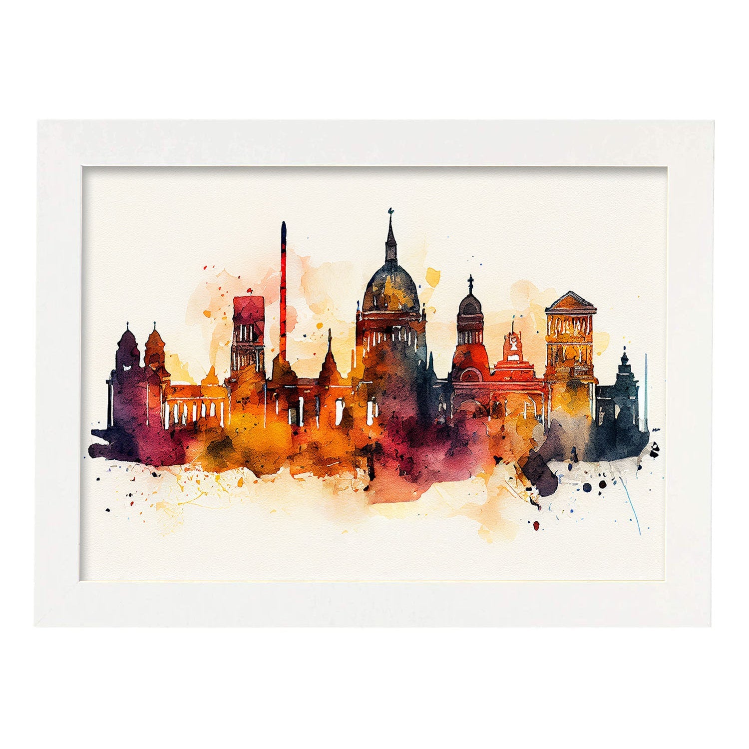 Nacnic watercolor of a skyline of the city of Berlin_1. Aesthetic Wall Art Prints for Bedroom or Living Room Design.-Artwork-Nacnic-A4-Marco Blanco-Nacnic Estudio SL
