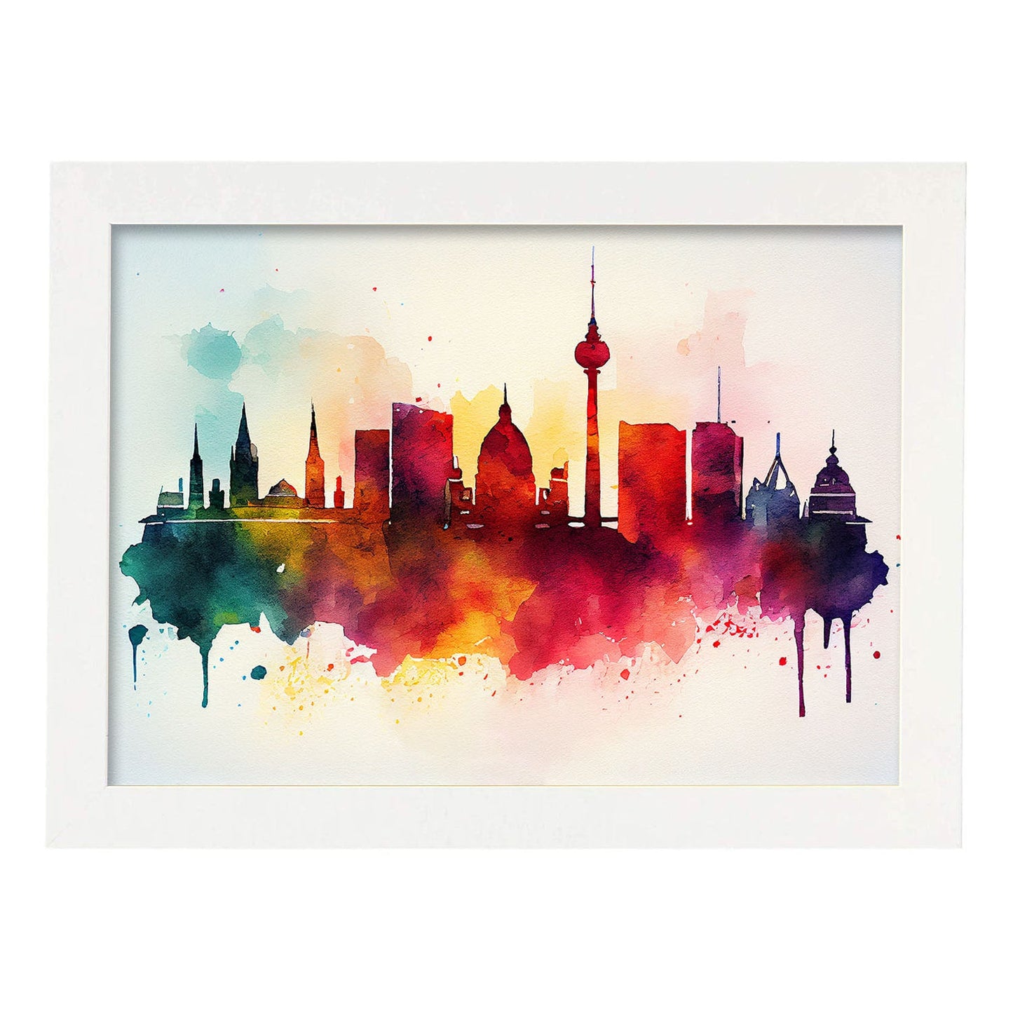 Nacnic watercolor of a skyline of the city of Berlin_2. Aesthetic Wall Art Prints for Bedroom or Living Room Design.-Artwork-Nacnic-A4-Marco Blanco-Nacnic Estudio SL