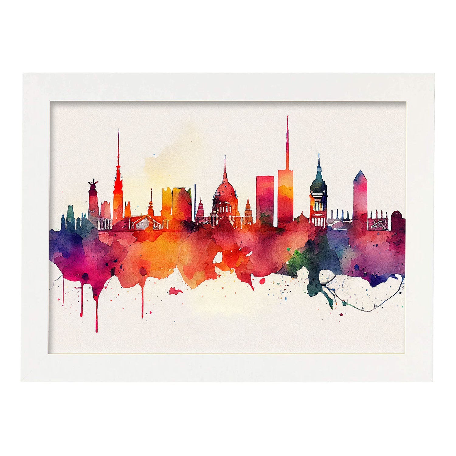 Nacnic watercolor of a skyline of the city of Berlin_3. Aesthetic Wall Art Prints for Bedroom or Living Room Design.-Artwork-Nacnic-A4-Marco Blanco-Nacnic Estudio SL